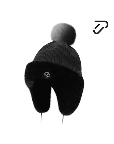 [IJP DESIGN] 이안폴터디자인 여성 퍼 이어워머 방울 비니 - IPL4WCP174 BK