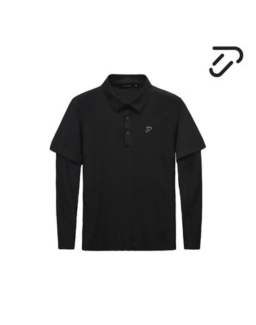 [IJP DESIGN] 이안폴터디자인 남성 반팔 레이어드 펀칭 긴팔티셔츠 - IPM6MTS2267 BK
