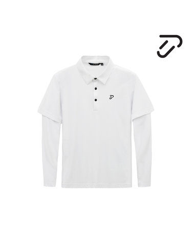 [IJP DESIGN] 이안폴터디자인 남성 반팔 레이어드 펀칭 긴팔티셔츠 - IPM6MTS2267 WH