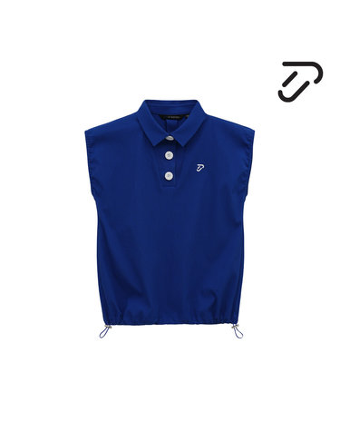 [IJP DESIGN] 이안폴터디자인 여성 레트로 빅버튼 우븐 민소매 - IPL6MTS2276 BL
