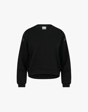 [스파이더] 여성 소프트 세미 크롭 맨투맨 티셔츠 SPLFCNRL253WBLK