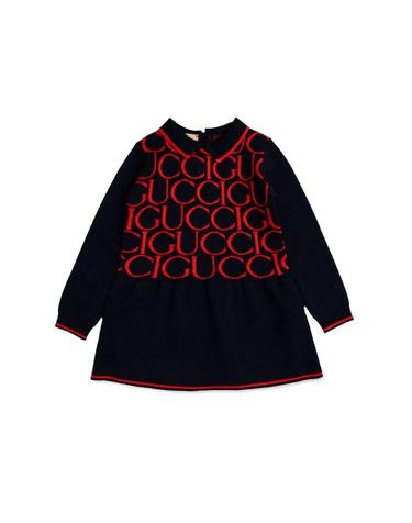 [해외직구] 24 F/W 구찌 B LS 드레스 WO GUCCI 자카드 ULTRAMARINERED (KIDS 상품) 788080B_XKD6Q4025 B0041541117