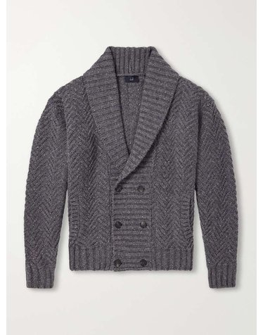 [해외직구] 던힐 더블브레스티드 CHEVRONKNIT 캐시미어 가디건 DU26FK4482E B0082325578