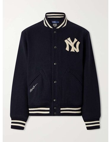 [해외직구] 폴로 랄프로렌 MLB NYAPPLIQUE 울블렌드 트윌 봄버 자켓 710953996 B0082336720