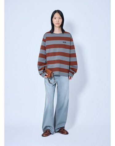 [해외직구] 26 F/W 미우미우 스트라이프 저지 티셔츠 MJLA59 195L F0VC7 B0112047631