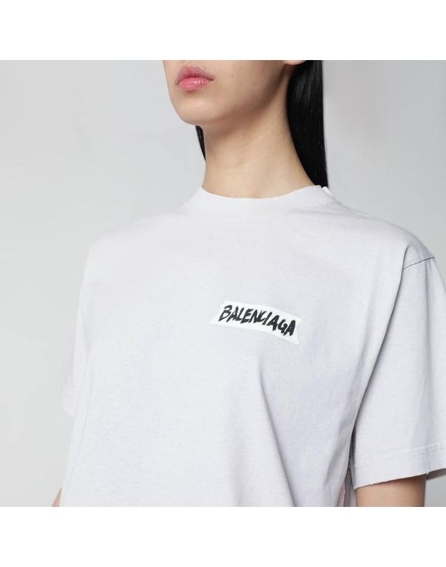 발렌시아가 [해외직구] 26 S/S 발렌시아가 화이트 MASKING 테이프 티셔츠 미디엄 핏 850990TTVL6-9012 B0051908323 착용컷