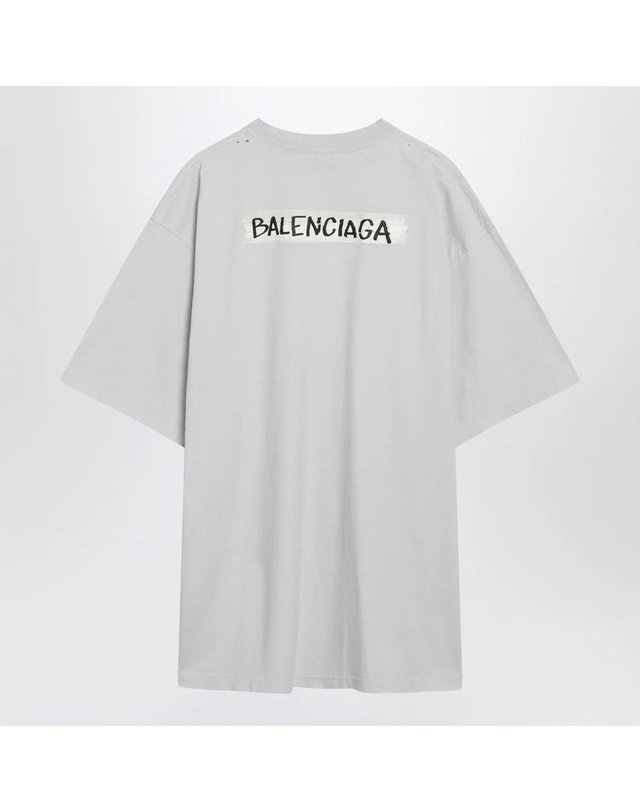 발렌시아가 [해외직구] 26 S/S 발렌시아가 화이트 MASKING 테이프 티셔츠 WITH 미디엄 핏 764235TTVL6-9012 B0052321901 착용컷