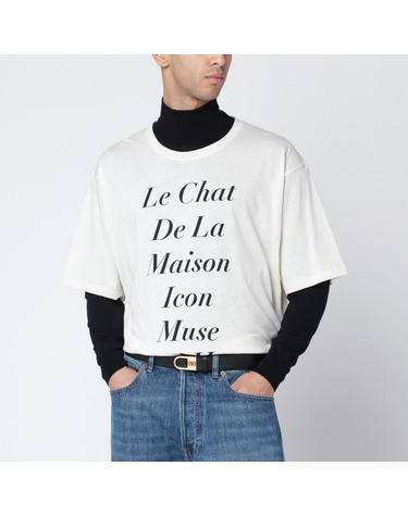 [해외직구] 26 S/S 발렌티노 아이보리 르 CHAT 드 라 MAISON 아이콘 MUSE ANTI 히어로 티셔츠 8V3MG18BBBU-0AN B0051874078