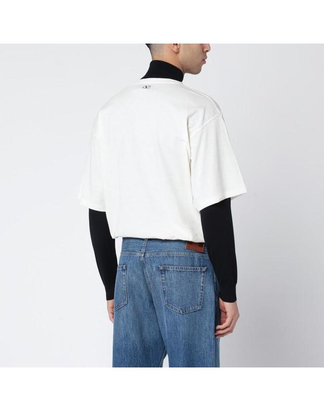 발렌티노 [해외직구] 26 S/S 발렌티노 아이보리 르 CHAT 드 라 MAISON 아이콘 MUSE ANTI 히어로 티셔츠 8V3MG18BBBU-0AN B0051874078 착용컷