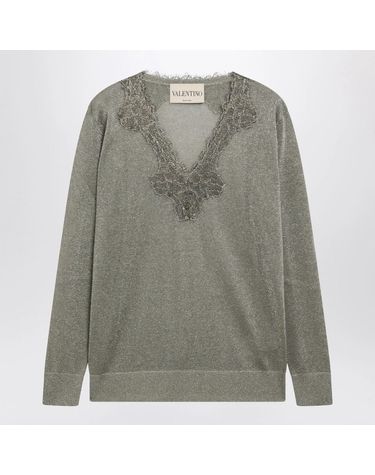 [해외직구] 26 F/W 발렌티노 VISCOSEBLEND 레이스 브이넥 스웨터 9B3KC75CADG-3UM B0052241156