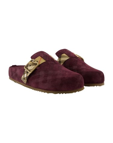 [해외직구] 26 F/W 버버리 LF 어친 L 뮬 BURBERRY 레더 버건디 8127778-C5335 B0732050698
