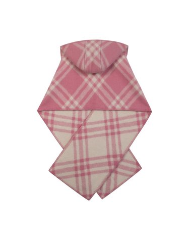 [해외직구] 26 F/W 버버리 뮤 TBAR 체크 후드 스카프 BURBERRY 울 핑크 8114136-A4709 B0732050156
