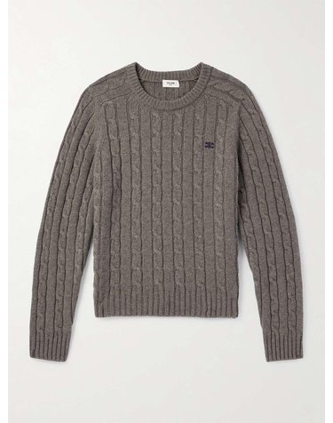 [해외직구] 25 S/S 셀린느 로고-엠브로이드 스웨이드 케이블니트 캐시미어 스웨터 2AD4G362W. B0081666834