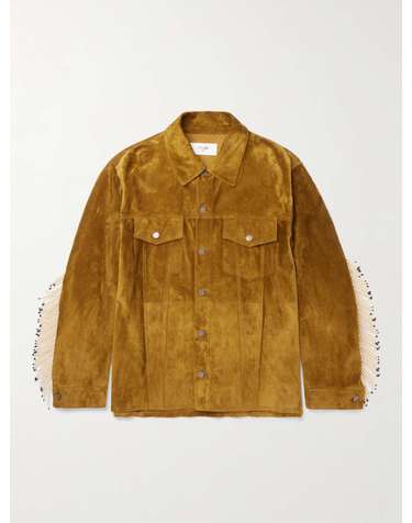 [해외직구] 23 S/S 셀린느 페이크 PEARLEMBELLISHED 프린지 브러쉬스웨이드 트러커 자켓 2F3745153. B0080102920
