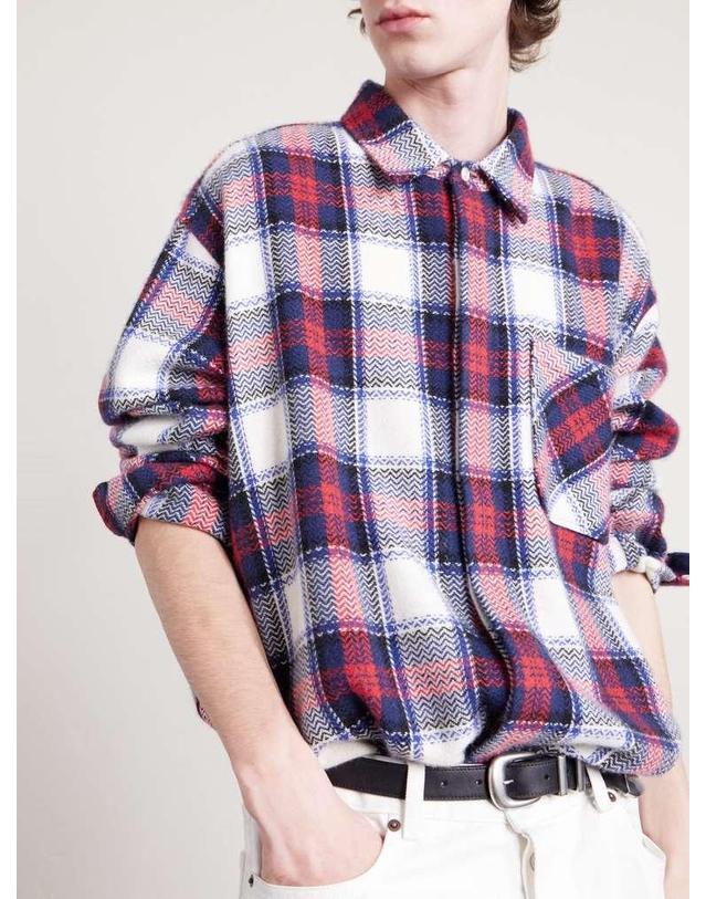 셀린느 [해외직구] 26 S/S 셀린느 체크 캐시미어 오버셔츠 RC0B01903. B0081933376 착용컷