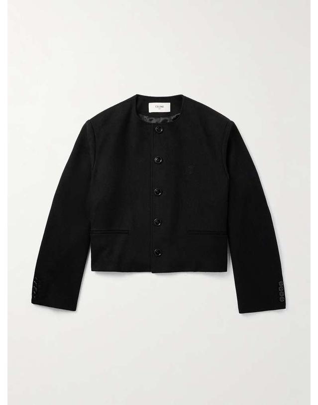 셀린느 [해외직구] 26 S/S 셀린느 크롭 로고-엠브로이드 울펠트 자켓 RV0PC998K. B0081933436 착용컷