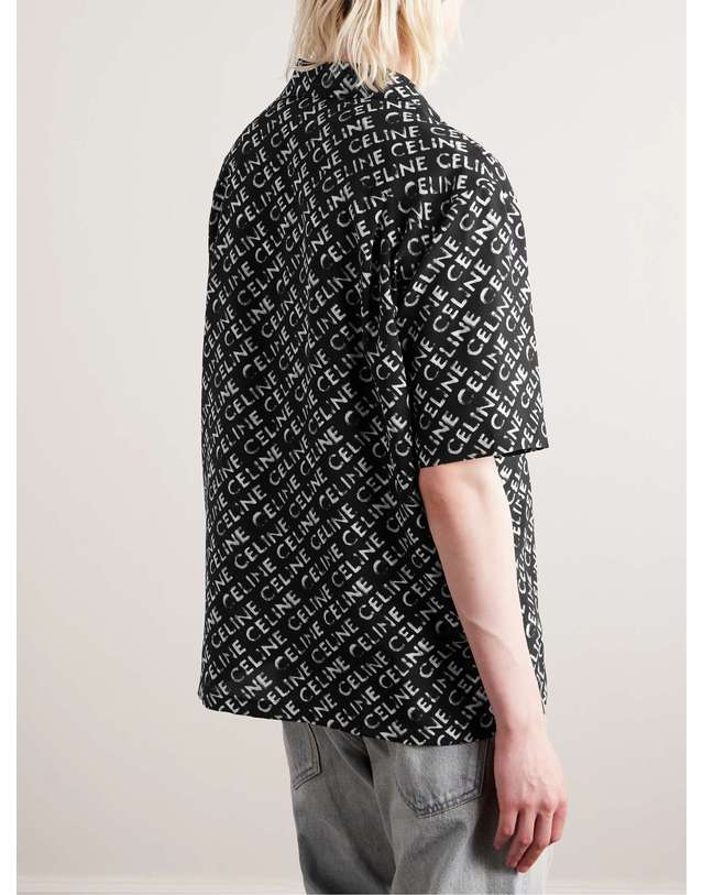 셀린느 [해외직구] 25 F/W 셀린느 CONVERTIBLECOLLAR 로고 실크 셔츠 2C946748T. B0080396344 착용컷