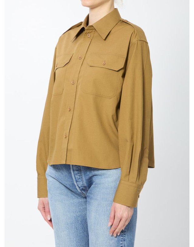 셀린느 [해외직구] 26 S/S 셀린느 크롭 셔츠 인 코튼 & 린넨 RC0BU331818CH B0022020128 착용컷