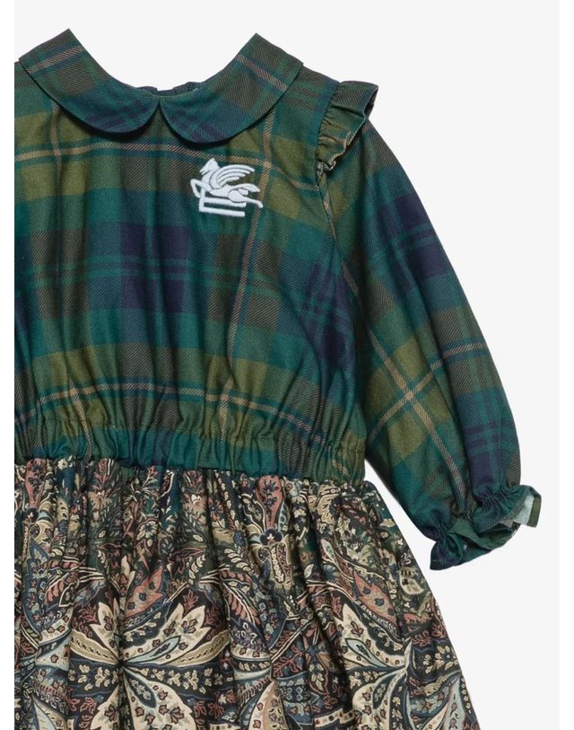 에트로 [해외직구] 에트로 체크 & 페이즐리 LONGSLEEVE 드레스 (KIDS 상품) GZ1050P0632719BL B0302274907 착용컷