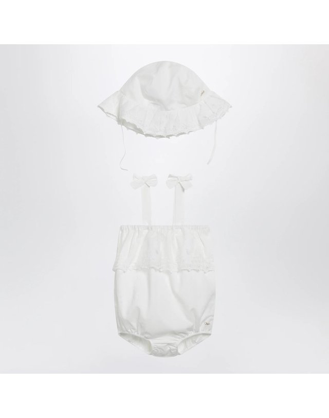 끌로에 [해외직구] 26 S/S 끌로에 화이트 코튼 ROMPER WITH MATCHING 모자 (KIDS ) C20930CO-117 B0052249876 착용컷