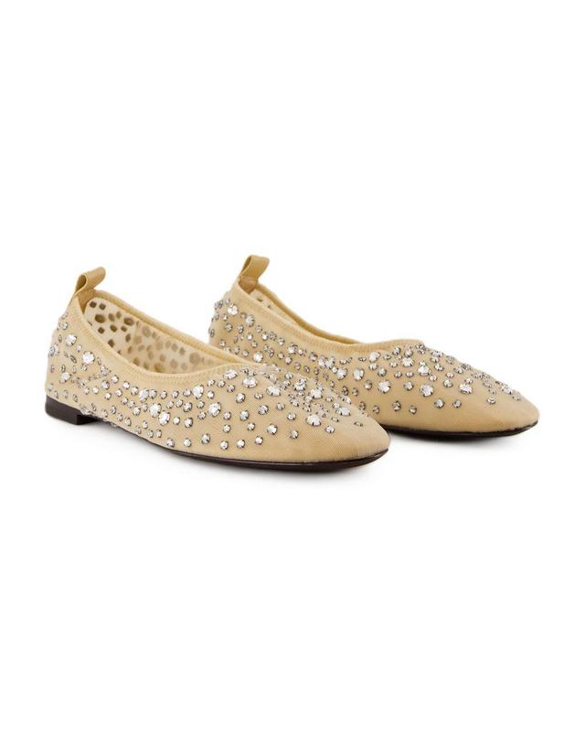 토리버치 [해외직구] 25 S/S 토리 버치 크리스탈 플랫슈즈 TORY BURCH 나일론 베이지 162066-960 B0731497497 착용컷