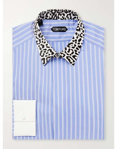 [해외직구] 톰포드 레오파드 CLASSICCOLLAR 스트라이프 실크새틴 셔츠 HRVF06-S0382 B0082292125