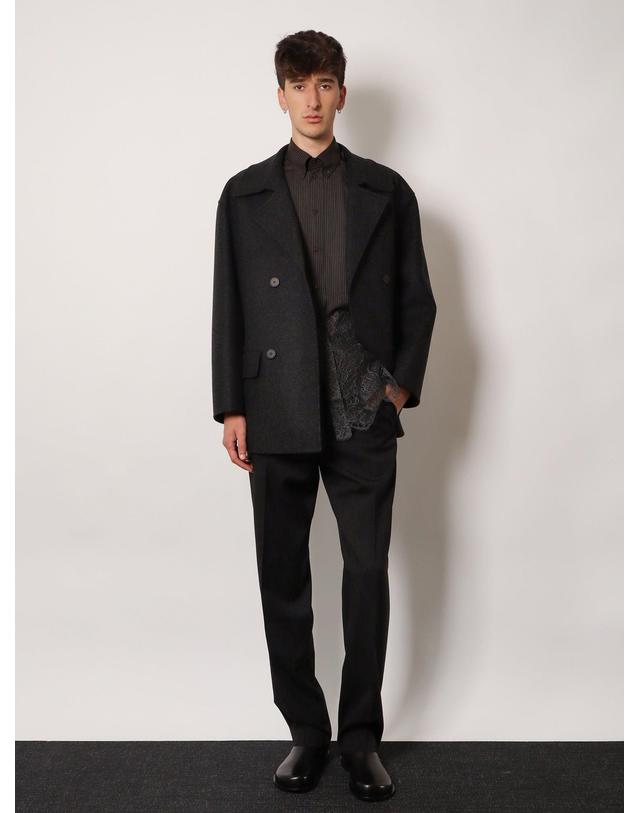 펜디 [해외직구] 25 F/W 펜디 더블브레스티드 울 펠트 피코트 FW1415AOYAF0TY6 B0651795490 착용컷