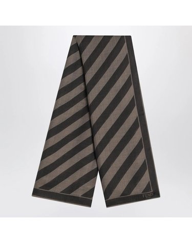 [해외직구] 25 S/S 펜디 TOBACCOBROWN 실크 스트라이프 스카프 FXS323AUUC-F0VAT B0052047253