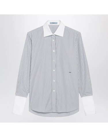 [해외직구] 26 F/W 프라다 스카이블루 스트라이프 코튼 셔츠 P465JROOO1H1K-F0012 B0052527141