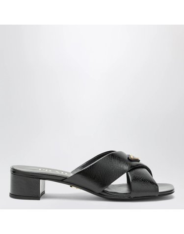 [해외직구] 26 S/S 프라다 블랙 레더 뮬 WITH TRIANGULAR 로고 1XX7880353A9S-F0002 B0052528037