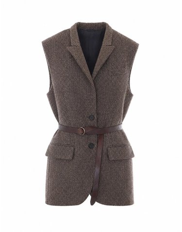 [해외직구] 26 F/W 브루넬로 쿠치넬리 스파클링 쉐브론 베스트 WITH 벨트 MG5667253/C004 B0012325466
