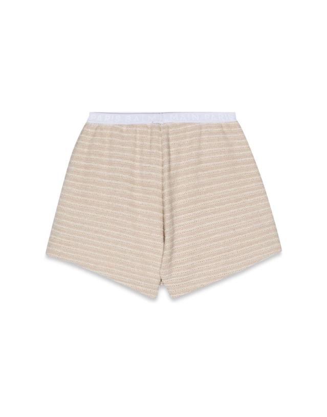 발망 [해외직구] 24 S/S 발망 니트 쇼츠 (KIDS 상품) BU6D59K_Q0042106OR B0041276180 착용컷