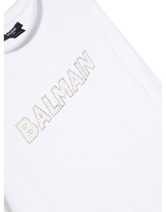 발망 [해외직구] 23 S/S 발망 로고 크루넥 맨투맨 (KIDS 상품) BS4B30K_Z0001100 B0041487183 착용컷