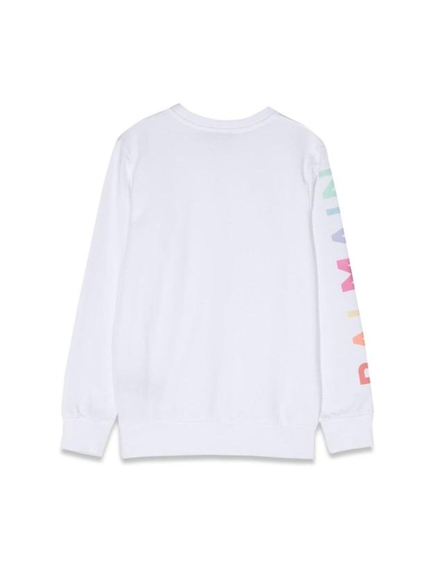 발망 [해외직구] 23 S/S 발망 맨투맨 크루넥 로고 온 슬리브 (KIDS 상품) BS4P00K_Z0001100 B0041487184 착용컷