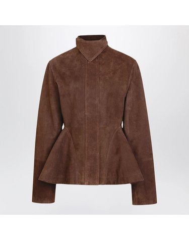 [해외직구] 26 F/W 알라이아 PEPLUM 스웨이드 자켓 인 초콜렛 GOAT 레더 AA9V1317L053DSUE-719 B0052241147