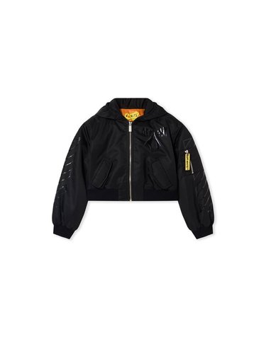 [해외직구] 오프화이트 리본 DIAGONALS 크롭 봄버 자켓 (KIDS 상품) 44GEH005F26F00100BLACK B0302331656
