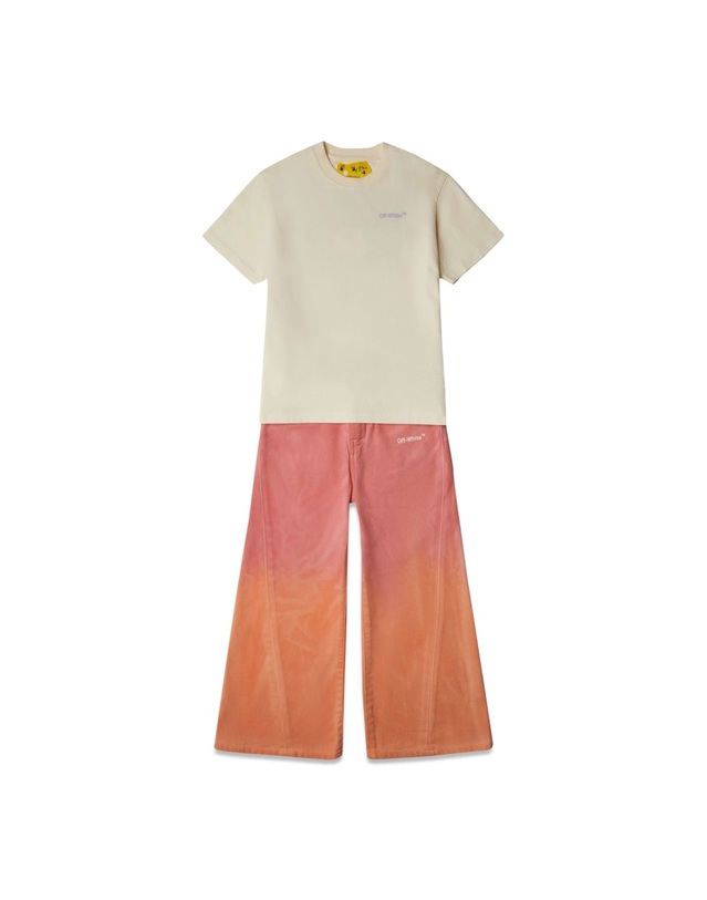 오프화이트 [해외직구] 23 S/S 오프화이트 와이드 레그 팬츠 (KIDS 상품) OGCA009K_S23FAB0018601 B0040298461 착용컷