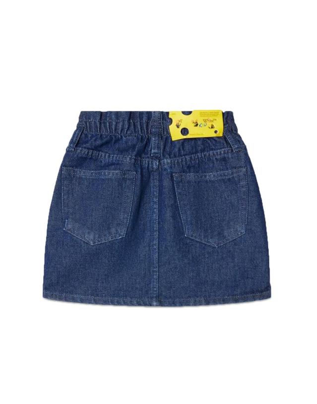 오프화이트 [해외직구] 24 S/S 오프화이트 오프 프린트 프레인 데님 스커트 (KIDS 상품) OGYF007K_S24DEN0014632 B0041279088 착용컷