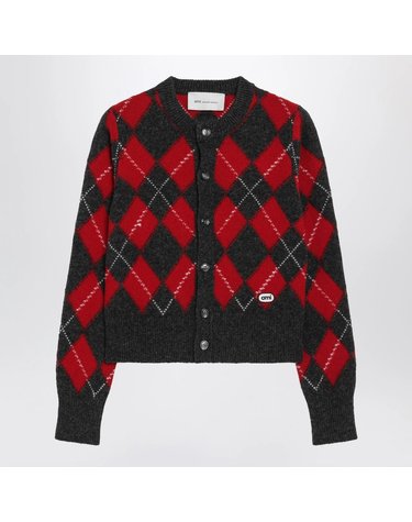 [해외직구] 아미 CREWNECKCARDIGANWITHAMIBOUCLETTEOVALPATCH FKC400KN0202 A353 B0442335984
