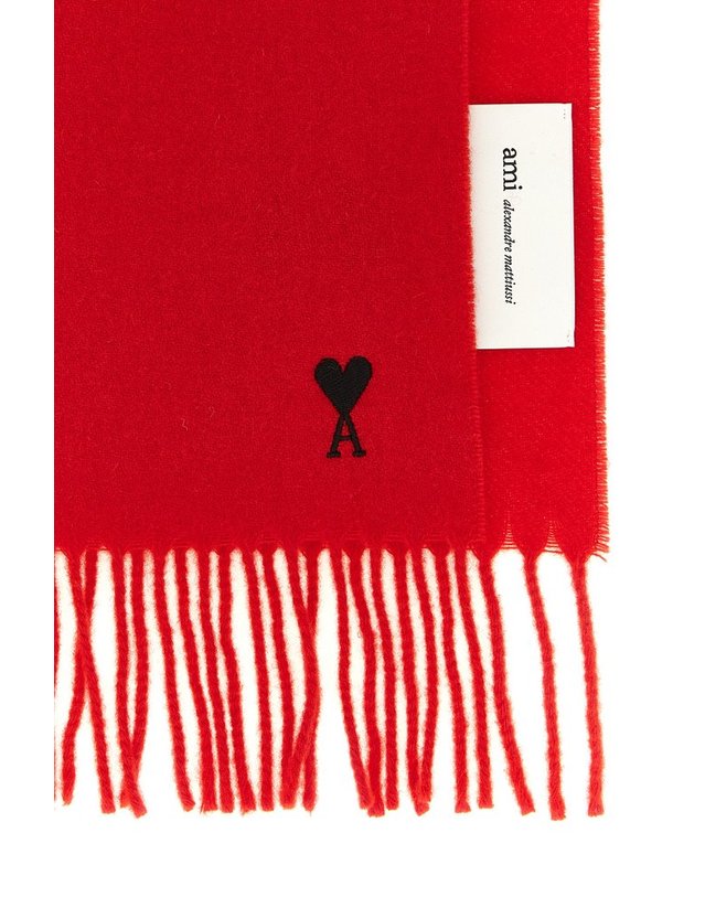 아미 [해외직구] 아미 QUOTAWOOLSCARFWITHAMIDECOEUREMBROIDERY USF677AW0047 A186 B0442292622 착용컷
