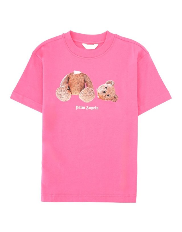 팜엔젤스 [해외직구] 26 S/S 팜 엔젤스 넥 로고 브러쉬 REG 티셔츠 SS 걸 (KIDS 상품) PGAA002K_S26JER002044 B0042045049 착용컷