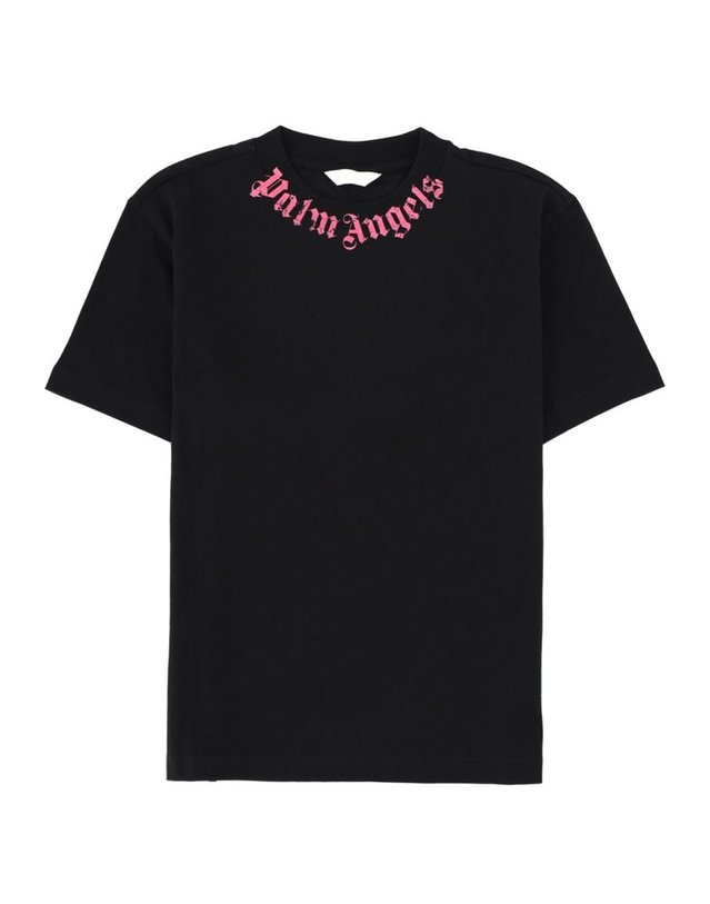 팜엔젤스 [해외직구] 26 S/S 팜 엔젤스 넥 로고 브러쉬 REG 티셔츠 SS 걸 (KIDS 상품) PGAA002K_S26JER005110 B0042045054 착용컷