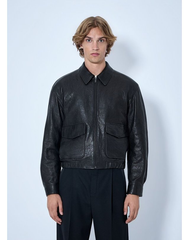 생로랑 [해외직구] 26 S/S 생로랑 ZIPFRONT 레더 자켓 859948 YCNF2 1000 B0112210508 착용컷