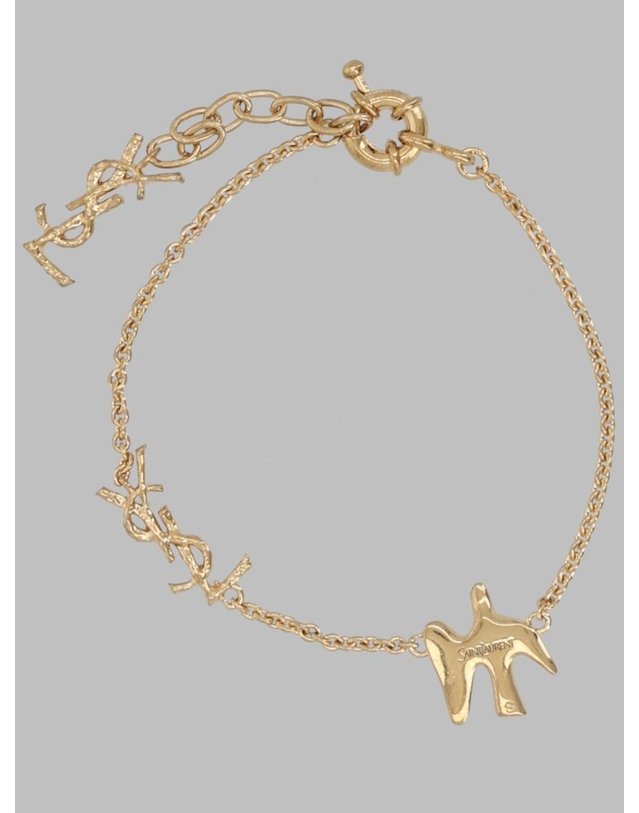생로랑 [해외직구] 26 F/W 생로랑 BRACCIALE A CATENA 콘 CASSANDRE E COLOMBA A003IO_Y15007006 B0042292789 착용컷