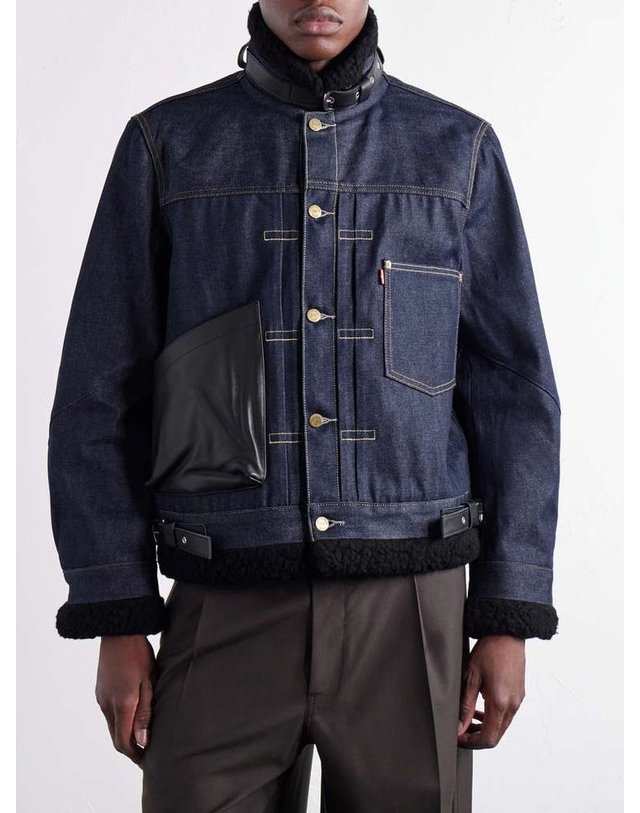사카이 [해외직구] 사카이 LEVIS PLUSH & 레더 데님 자켓 26-04005M B0082336744 착용컷