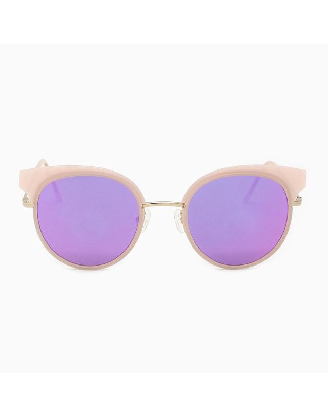 린타 린타 여성 라운드 콤비 캣아이 선글라스 L4011BHW-3 미러렌즈 착용컷