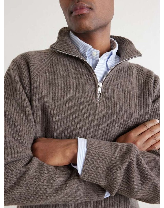 존 스메들리 [해외직구] 존스 메들리 RYKER 리브드 RECYCLEDCASHMERE & 울블렌드 하프지퍼 스웨터 RYKER B0082124152 착용컷