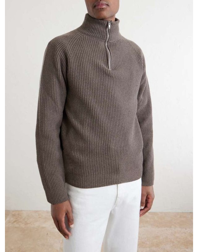 존 스메들리 [해외직구] 존스 메들리 RYKER 리브드 RECYCLEDCASHMERE & 울블렌드 하프지퍼 스웨터 RYKER B0082124152 착용컷