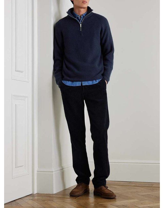 존 스메들리 [해외직구] 존스 메들리 RYKER 리브드 RECYCLEDCASHMERE & 울블렌드 하프지퍼 스웨터 RYKER B0082128131 착용컷