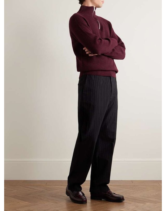 존 스메들리 [해외직구] 존스 메들리 RYKER 리브드 RECYCLEDCASHMERE & 울블렌드 하프지퍼 스웨터 RYKER B0082128022 착용컷